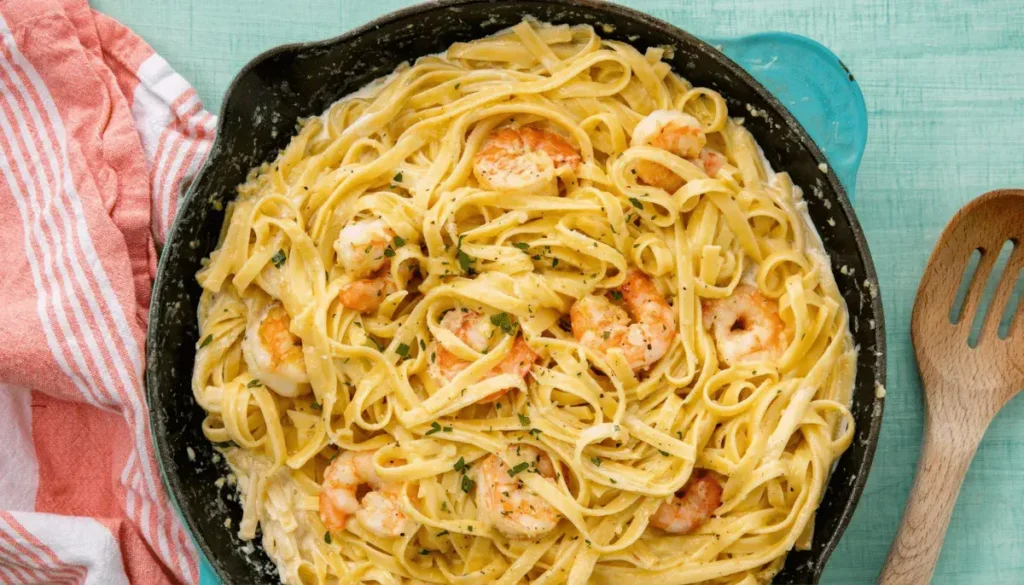 Macarrão Com Camarão ao Molho Branco